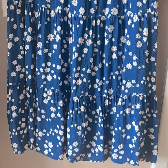 CODE X MODE Blue Daisy Tiered Babydoll Mini Dress - Picture 3 of 7